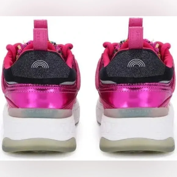 Kurt Geiger London Kensington Sneaker - Pink Suede Leather & Tweed - Picture 9 of 12